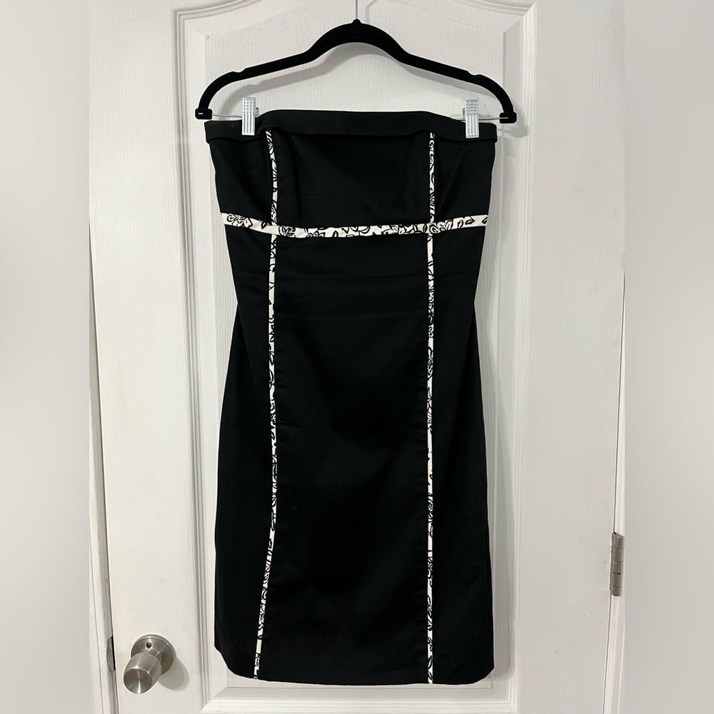 White House Black Market strapless black dress size 8
